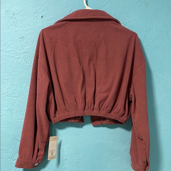 Jalara Collared Button Pocket Cropped Corduroy Casual Jacket - Picture 7 of 7